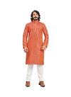 Orange Art Silk Butti Embroidery Work Festive Wear Kurta Pajama 1008